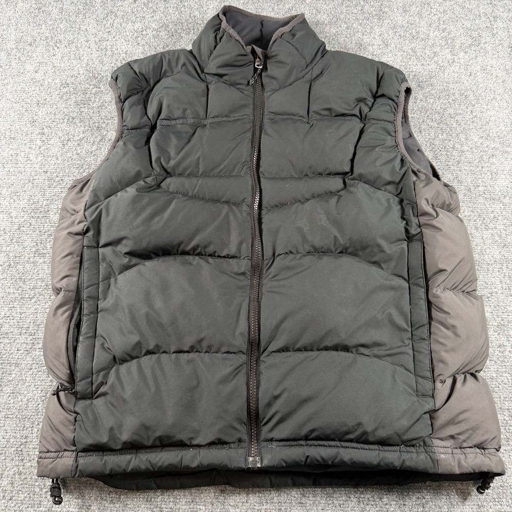 REI Puffer Vest Mens Medium Black Goose Down Insulated Full Zip Outdoor Gorpcore